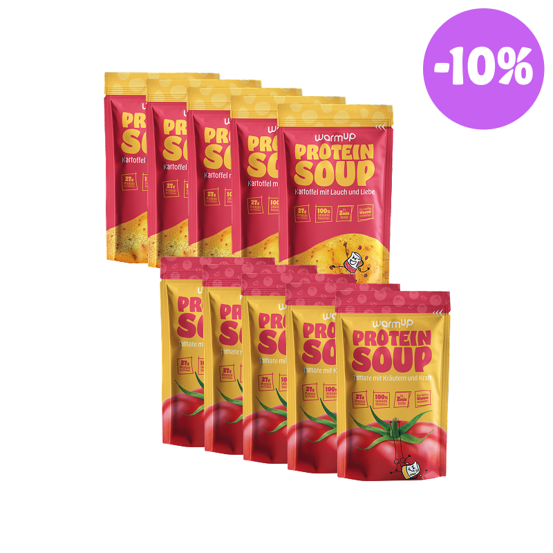 Warmup MAMA Bundle – High Protein Fertiggerichte Suppen Kartoffel und Tomate vegan je 5 Portionen