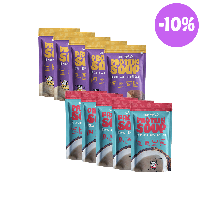 Warmup NAH&FERN Bundle – High Protein Fertiggerichte Suppen Pilz und Kokos Curry vegan je 5 Portionen