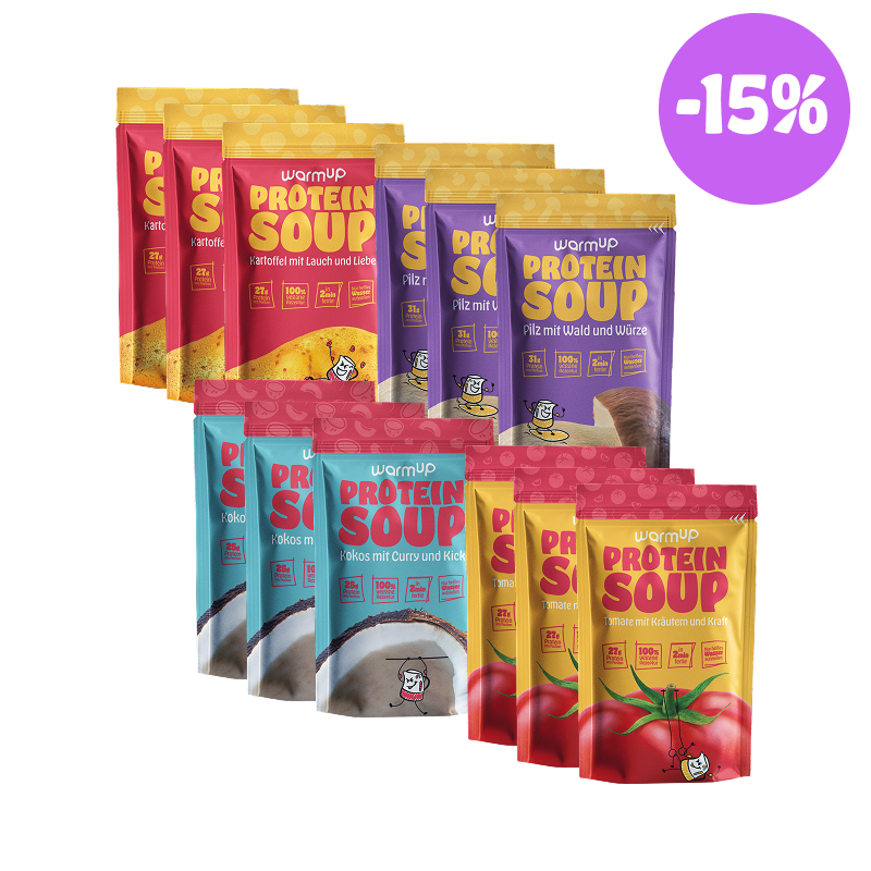 Warmup Profi Bundle – High Protein Fertiggerichte 12 Suppen Set vegan alle 4 Sorten im Überblick