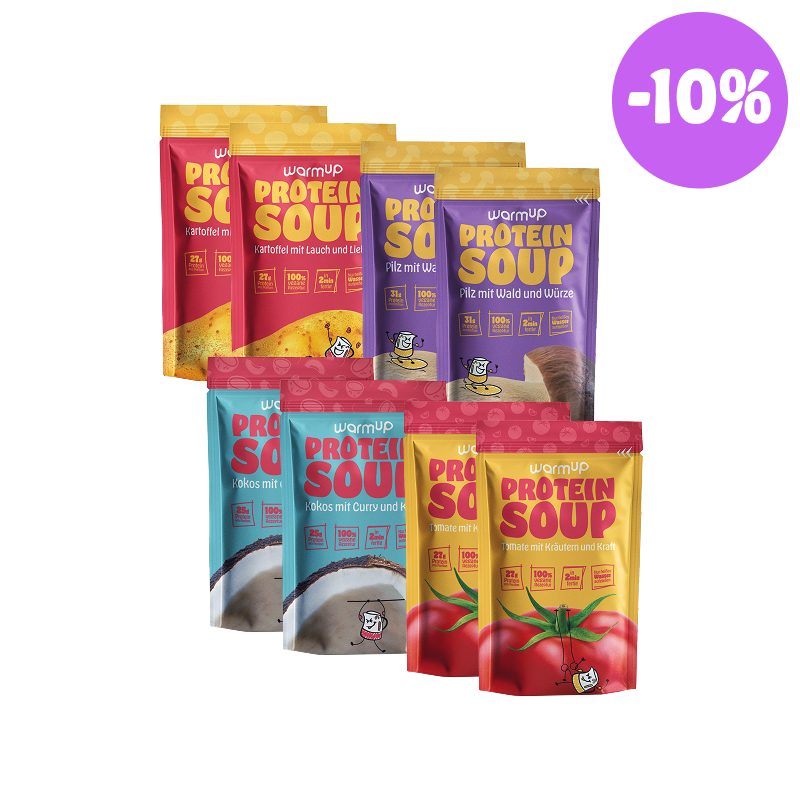 Warmup STARTER Bundle – High Protein Fertiggerichte Suppen Set vegan, 4 Sorten je 2 Portionen