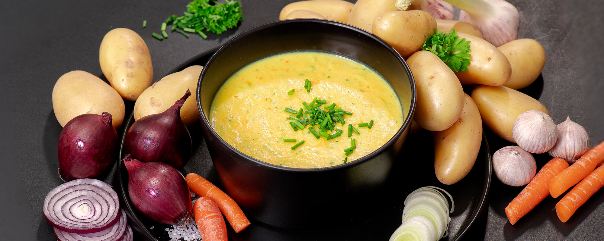 Warmup High Protein Fertiggerichte Suppe Kartoffel – cremige Kartoffelsuppe vegan mit frischem Gemüse