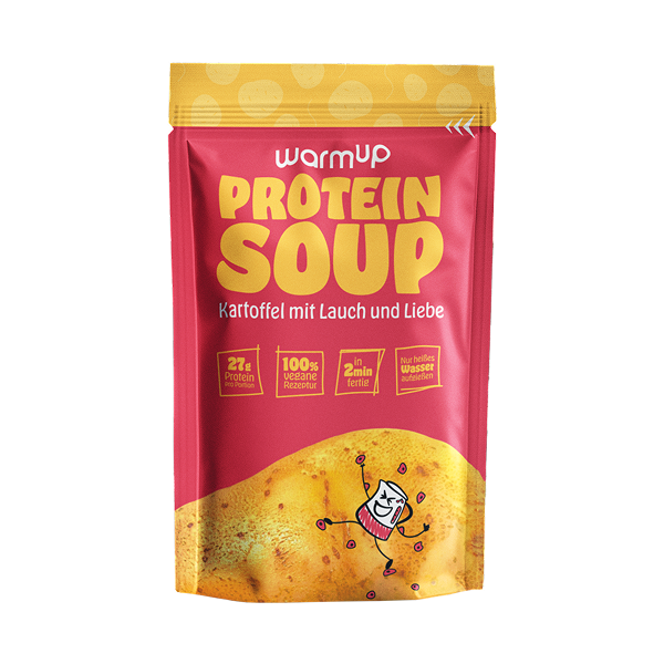 Warmup High Protein Fertiggerichte – Kartoffel Lauch Suppe vegan, 27g Protein