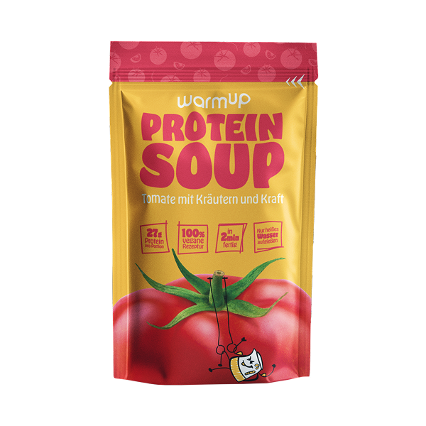 Warmup High Protein Fertiggerichte – Tomatensuppe mit Kräutern vegan, 27g Protein 