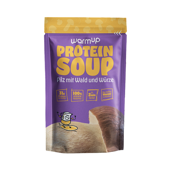 Warmup High Protein Fertiggerichte – Pilzsuppe mit Waldpilzen vegan, 31g Protein