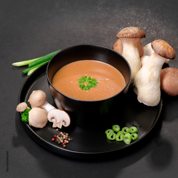 Vegane High Protein Suppe Mahlzeit Pilz – Fertiggericht mit Waldpilzen herzhaft und cremig 